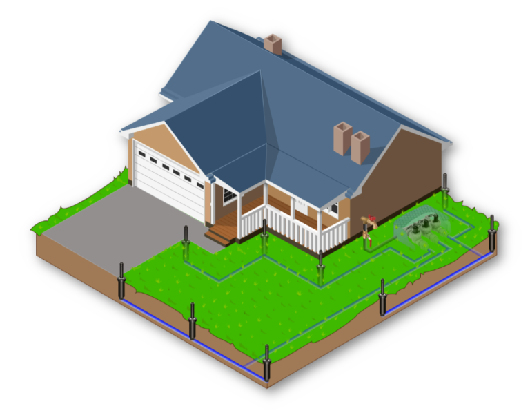 future green Isometric house drawing 3